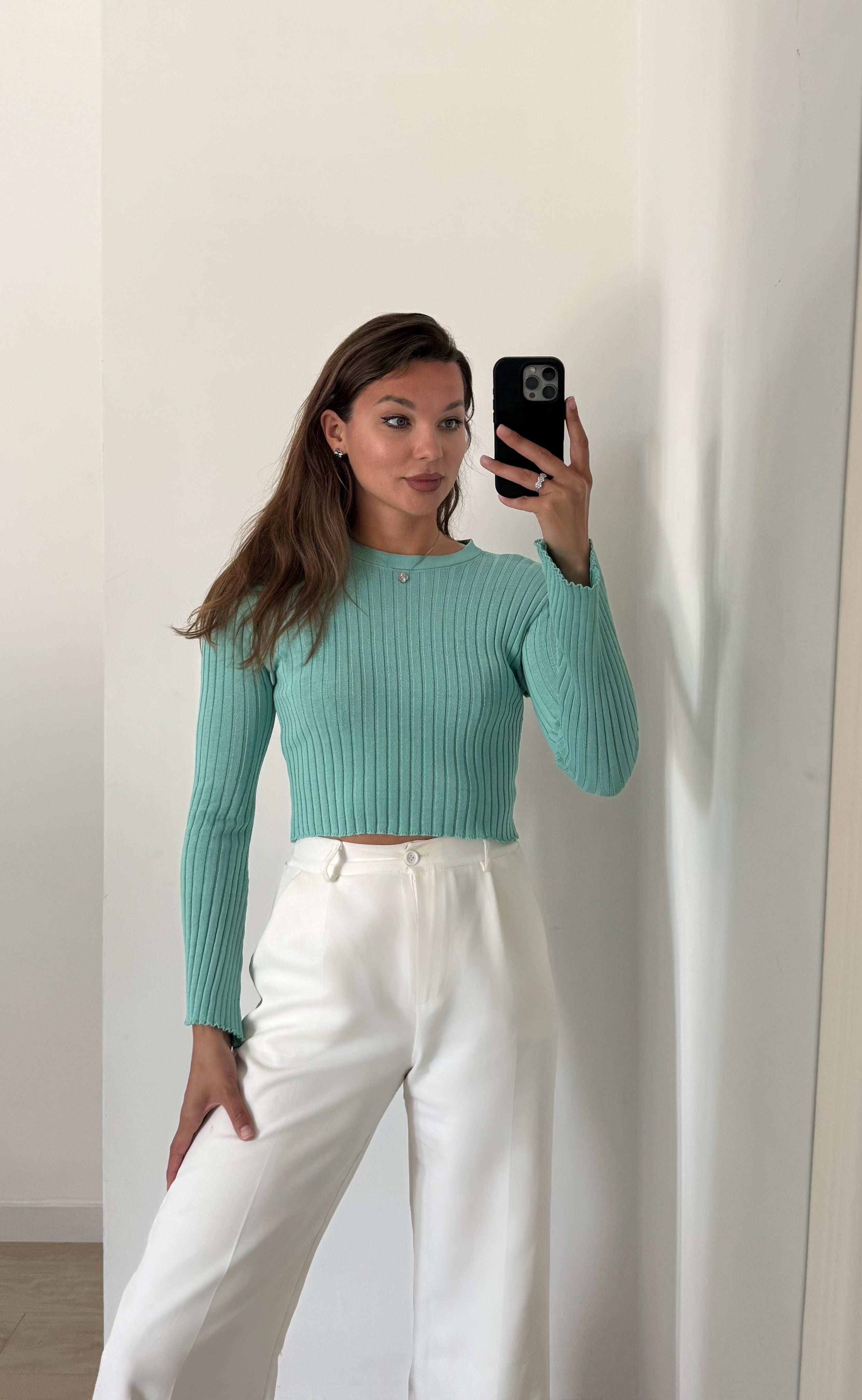 Top Ribbed Soft Mint