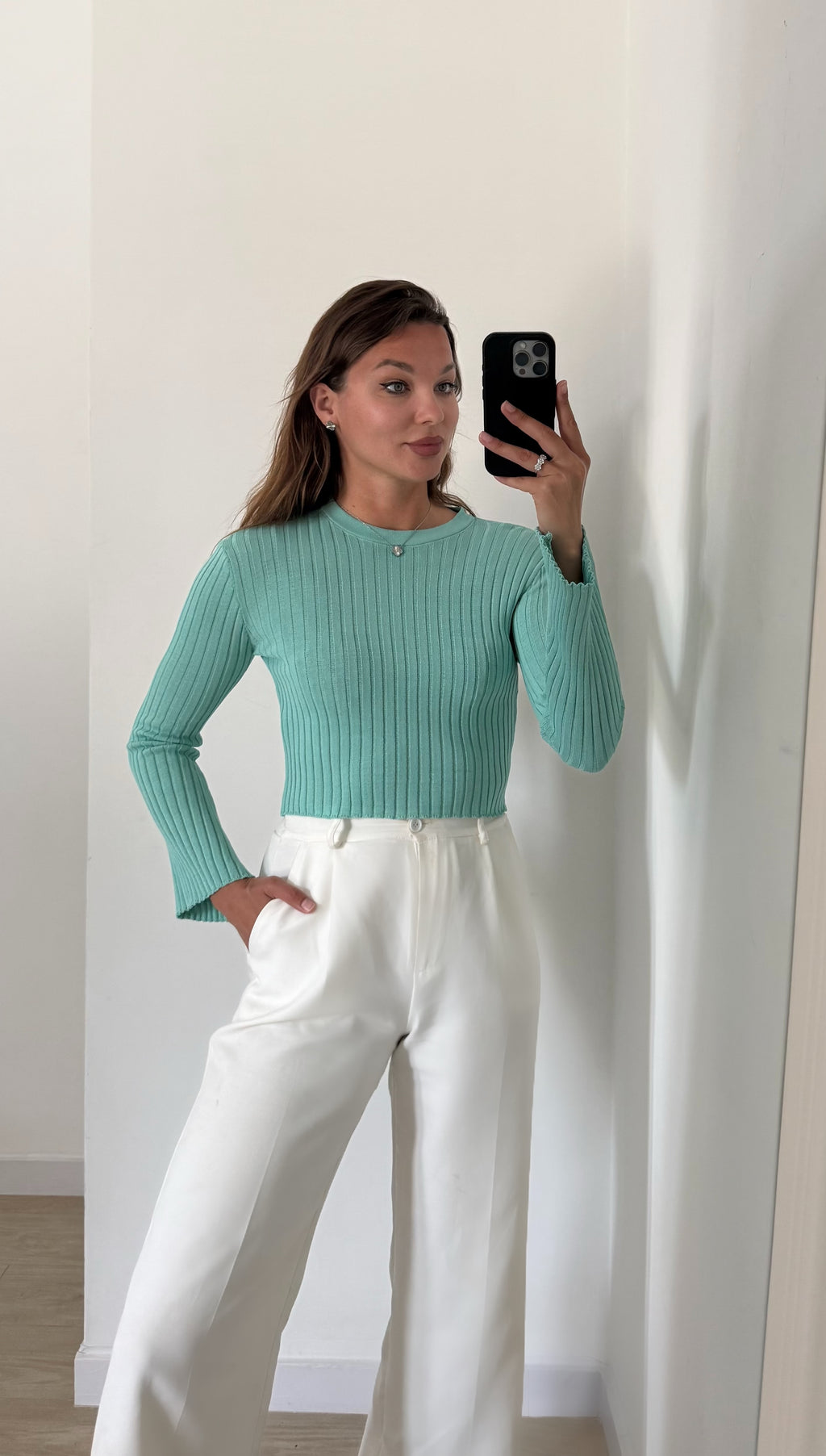 Top Ribbed Soft Mint
